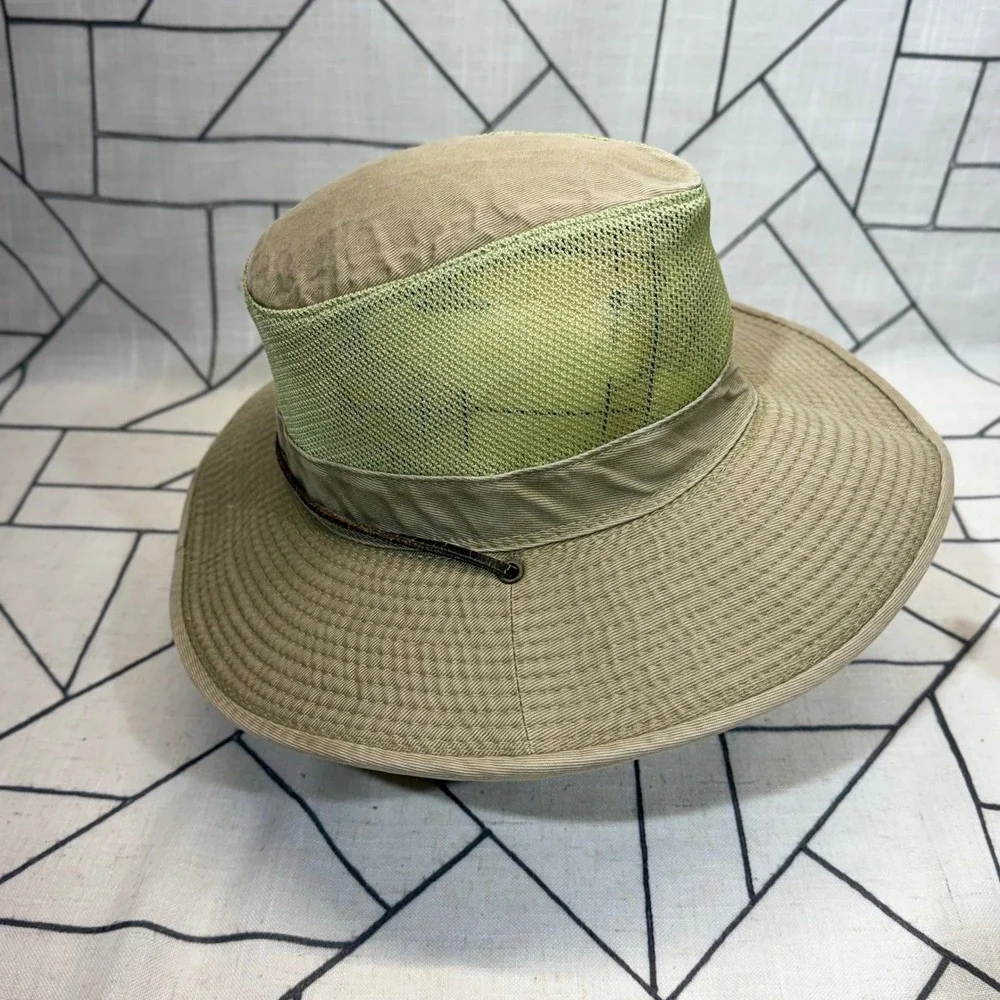 Kid's Dorfman Pacific Co Safari Hat Large Khaki Mesh Crown Adjustable Chin Cord